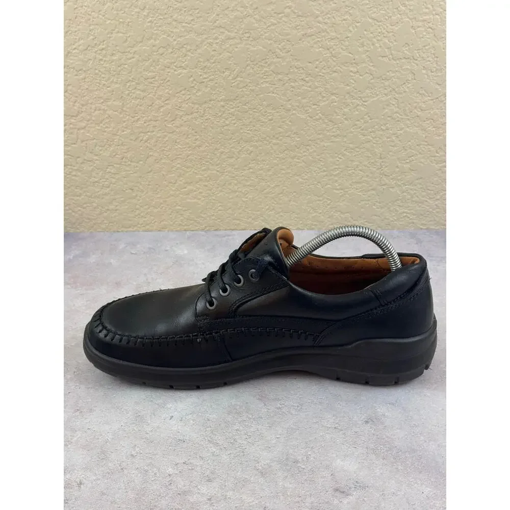 ECCO Seawalker Mens EU 43 US 9.5-10 Black Leather Moc Toe Oxford Walking Shoes